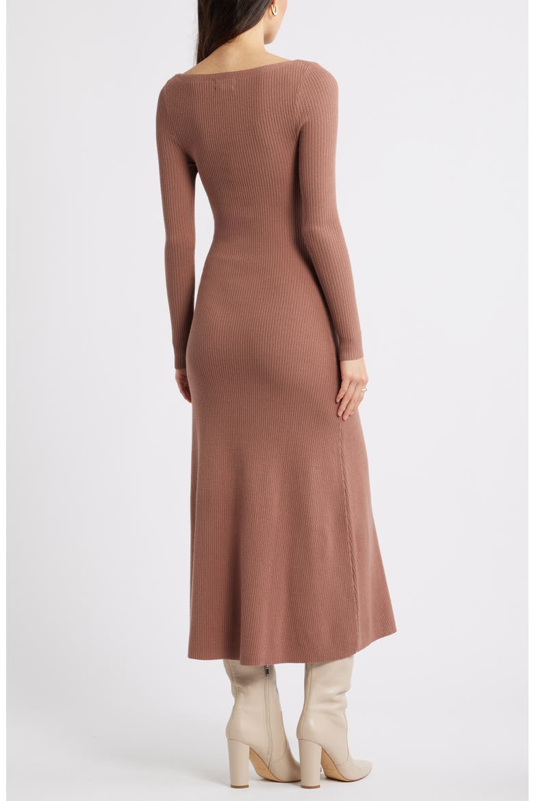 Long Sleeve Rib Maxi Dress, Alternate, color, BROWN TOPAZ