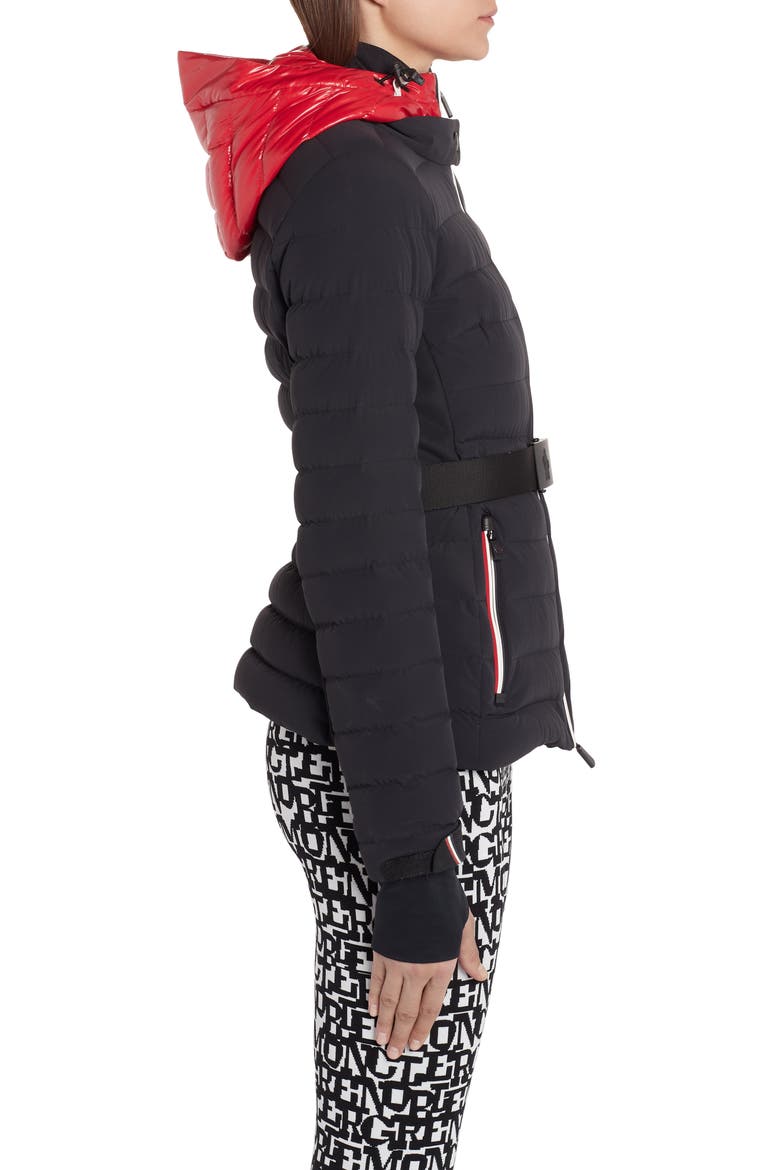 Bruche Belted Down Puffer Ski Jacket, Alternate, color, BLACK