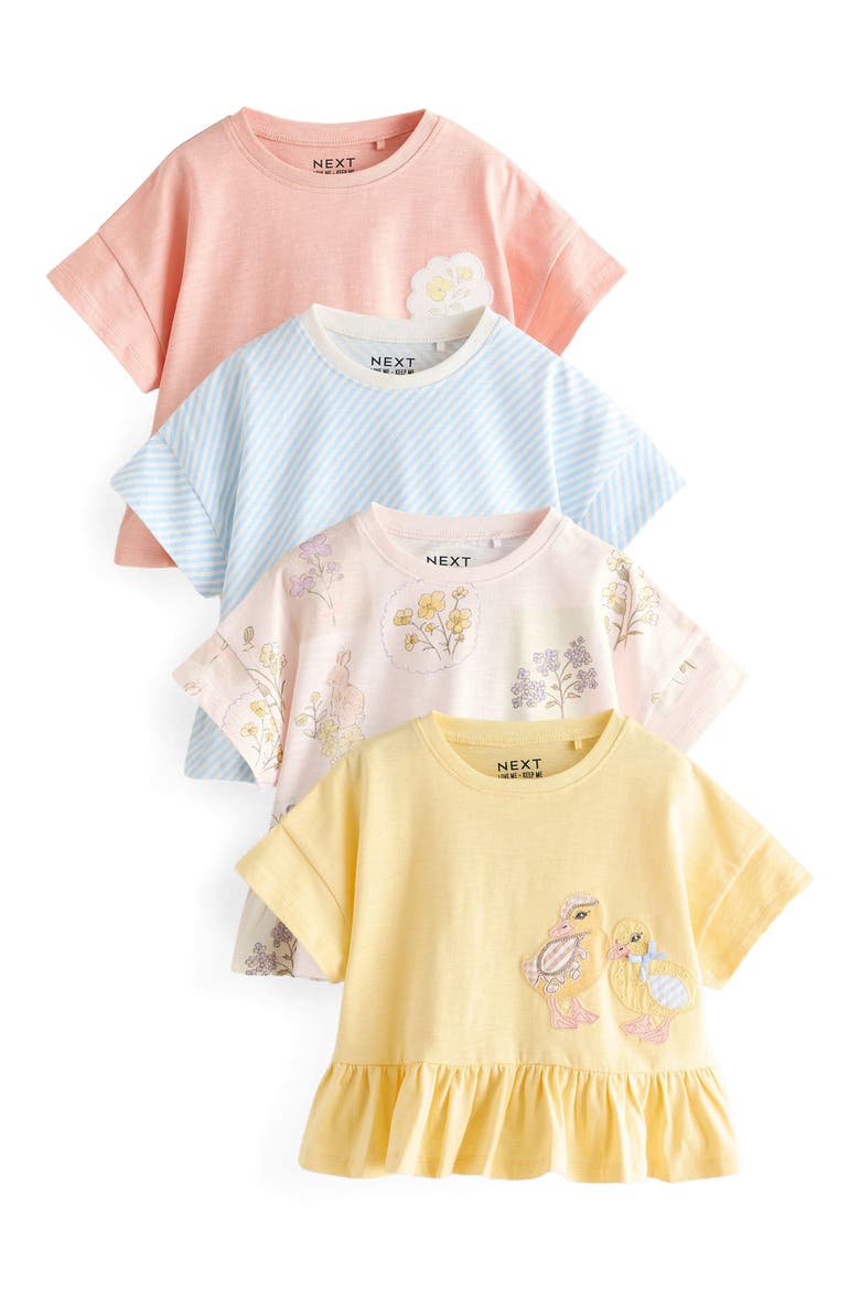 Kids' 4-Pack Frill Hem T-Shirts, Main, color, MULTI