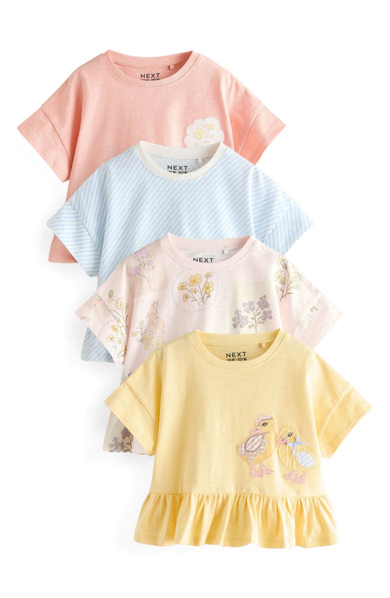 NEXT Kids' 4-Pack Frill Hem T-Shirts, Main, color, Multi