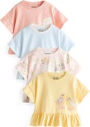 NEXT Kids' 4-Pack Frill Hem T-Shirts