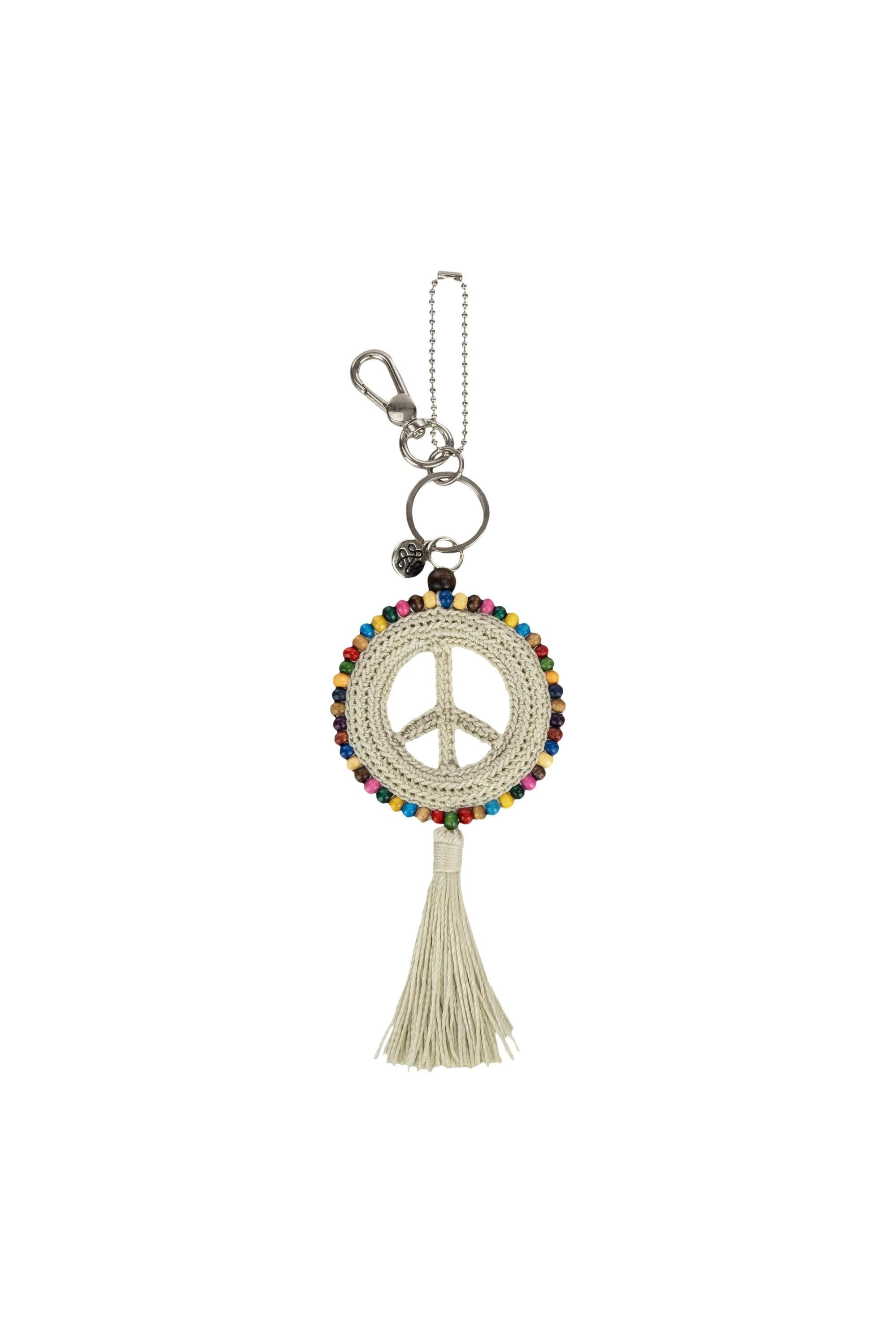 Yarnicharmz Crochet Peace Dangle, Alternate, color, Natural