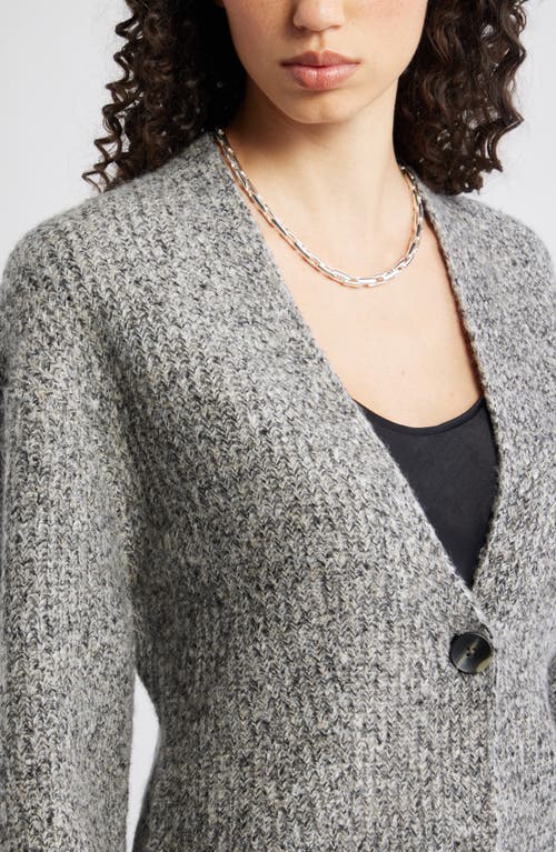 Nordstrom One-button V-neck Rib Cardigan In Gray