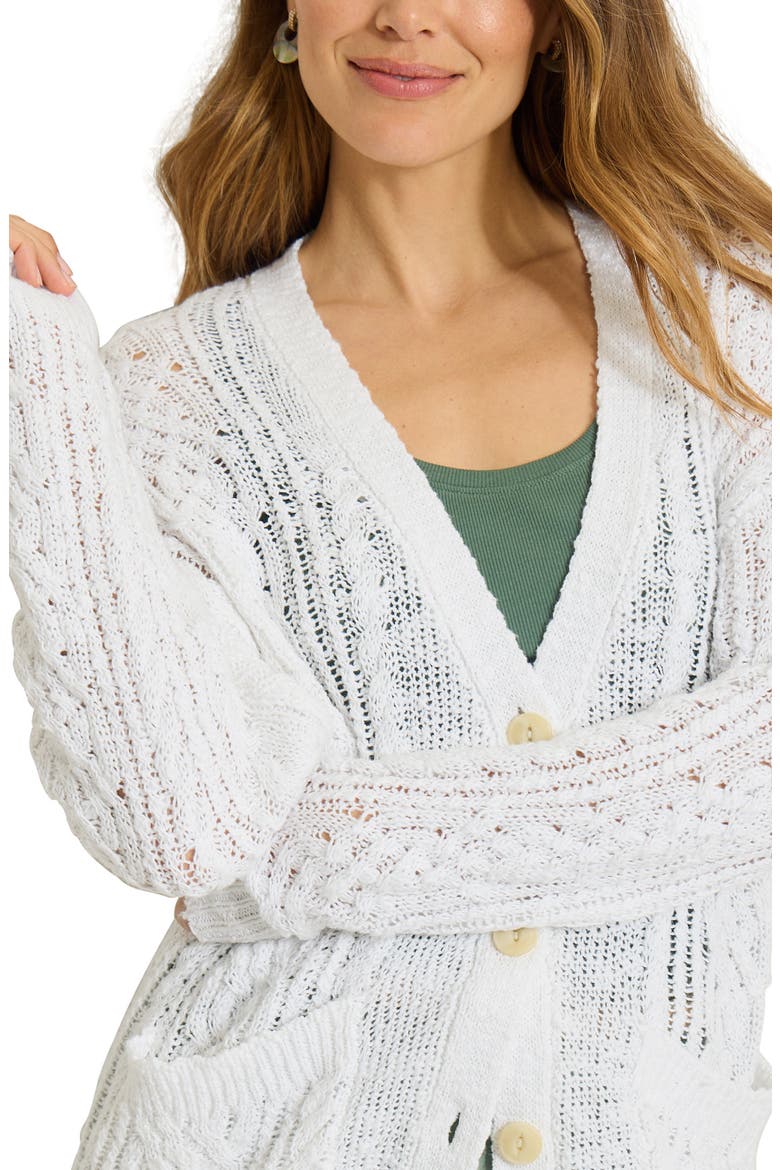 Basalt Bay Cable Cardigan, Alternate, color, WHITE