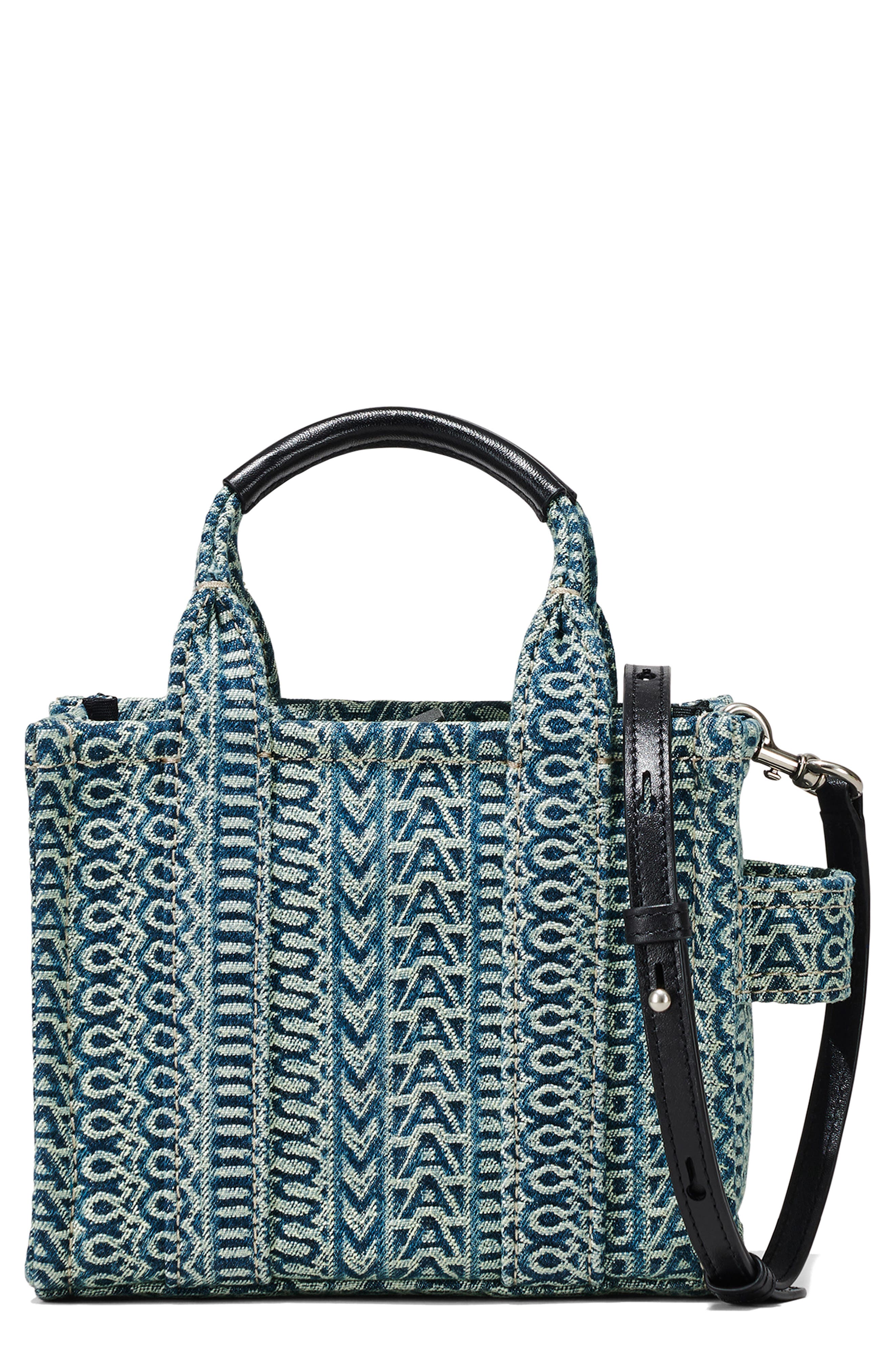 Marc Jacobs The Washed Monogram Denim Crossbody Tote Bag, Main, color, 