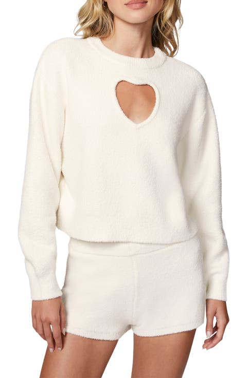 Cloud Heart Cutout Bouclé Sweater