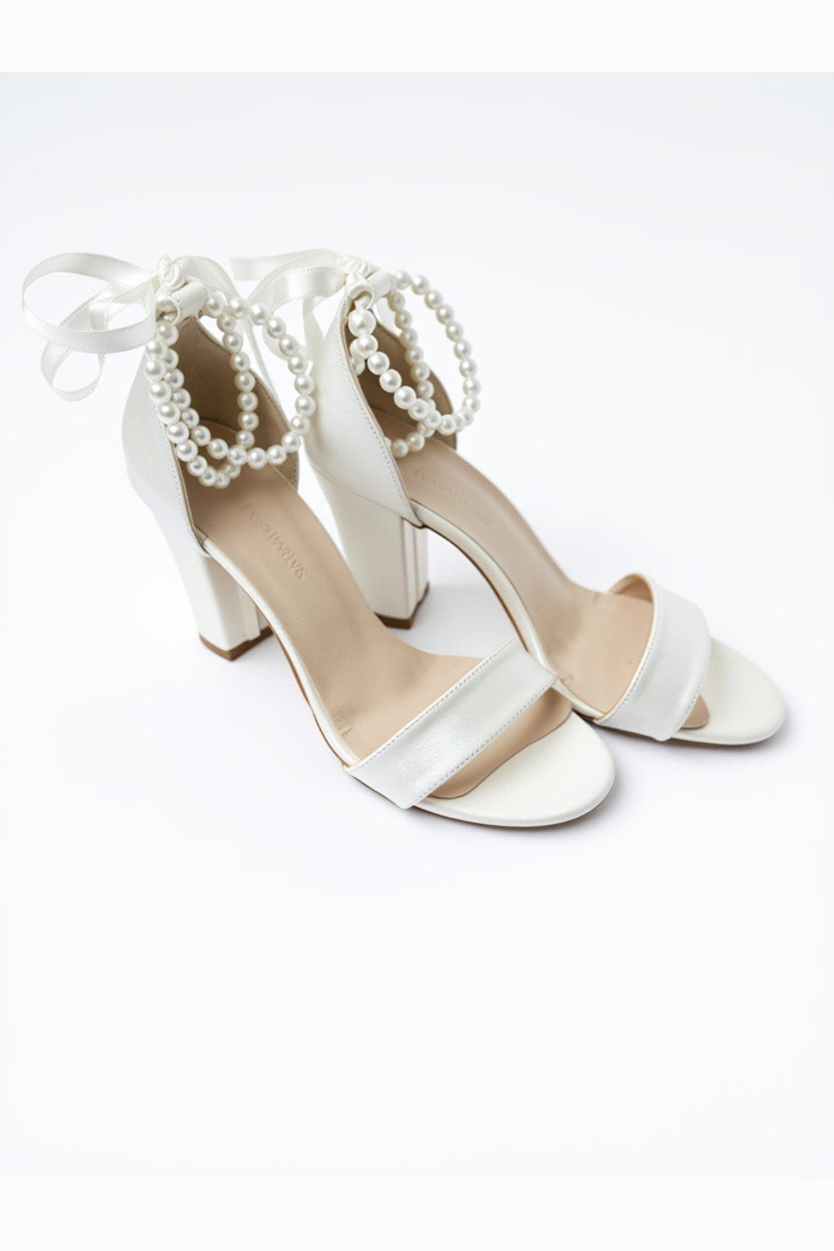 Forever & Always Shoes Caelis Pearl Ankle Strap Block Heel Sandal, Alternate, color, Ivory