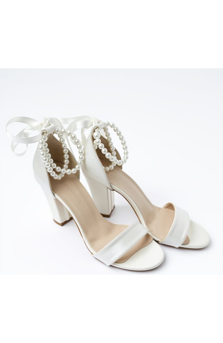 Forever & Always Shoes Caelis Pearl Ankle Strap Block Heel Sandal, Alternate, color, Ivory