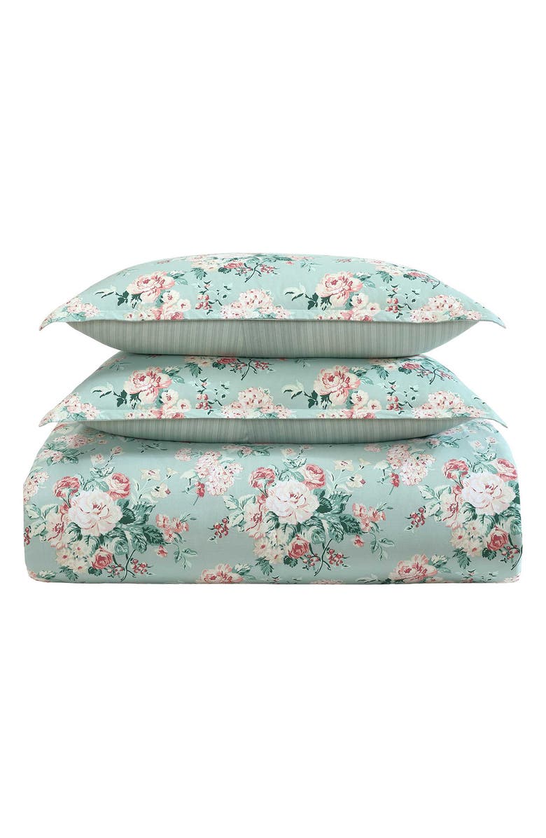 Laura Ashley Rosemoore Cotton Comforter Set, Main, color, Light-Pastel Green