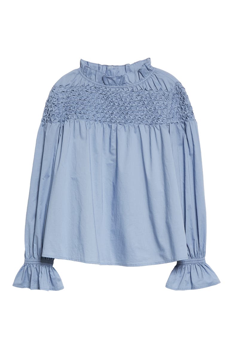 Majorelle Smocked Blouse, Alternate, color, SLATE BLUE