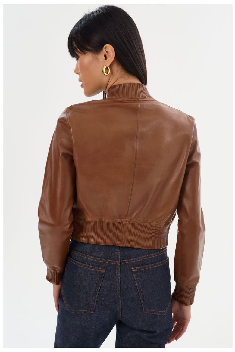 Kordella | Reversible Leather Bomber Jacket, Alternate, color, Luggage/Gold