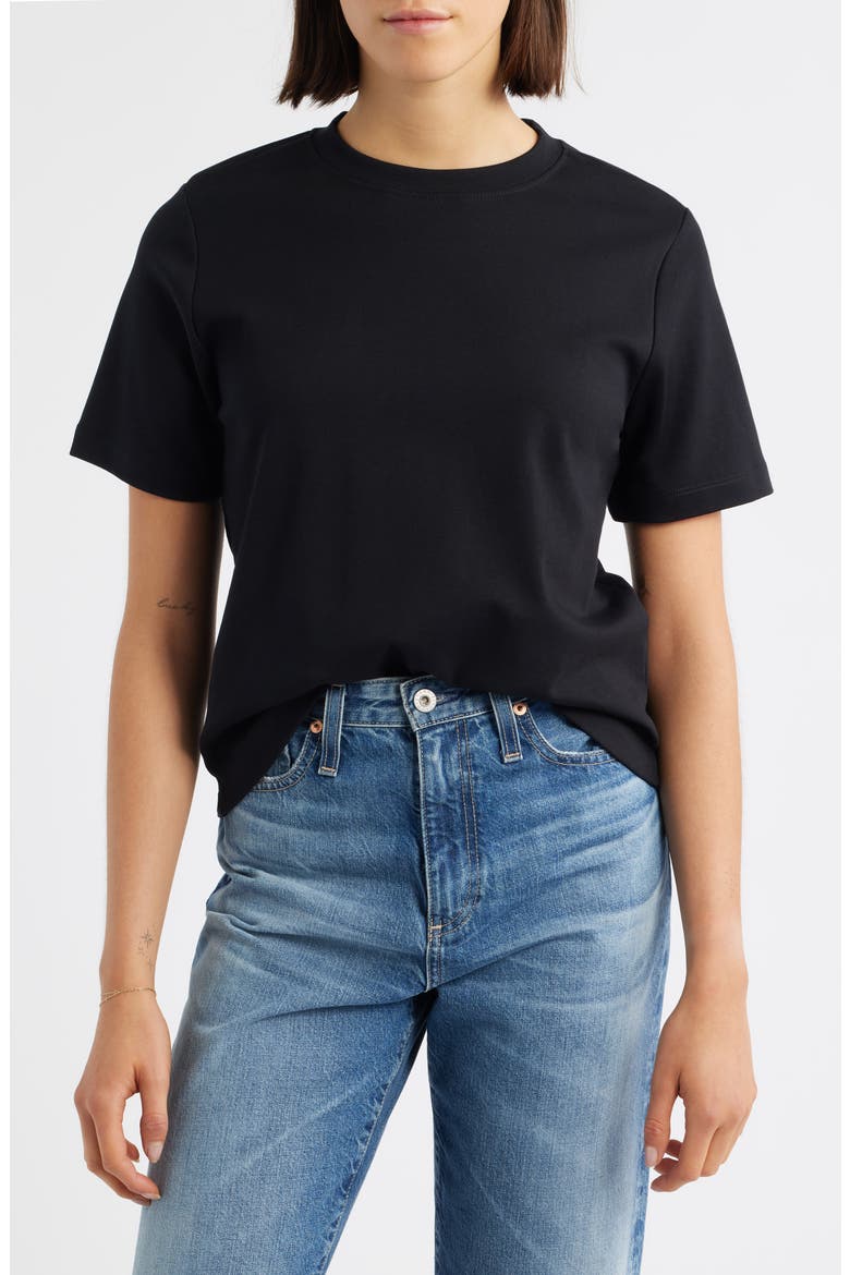 Cotton Crewneck T-Shirt, Main, color, BLACK