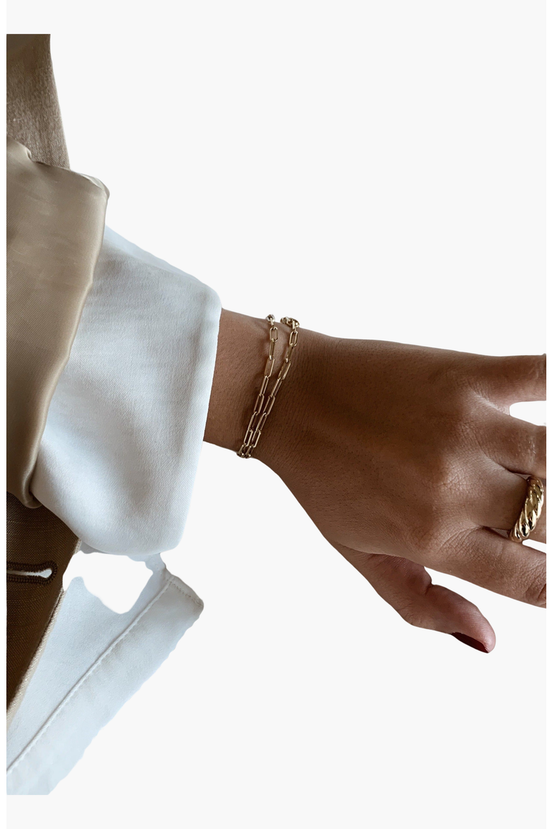 Paperclip Link Chain Bracelet, Alternate, color, Gold