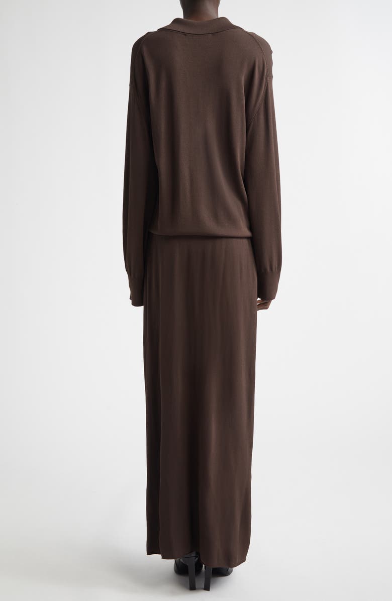 Brandon Maxwell The Sabine Long Sleeve Polo Sweater Dress, Alternate, color, Truffle