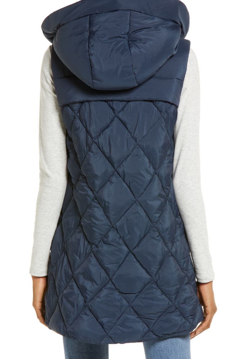 Quilted Water Repellent Hooded Vest, Alternate, color, DK TEAL
