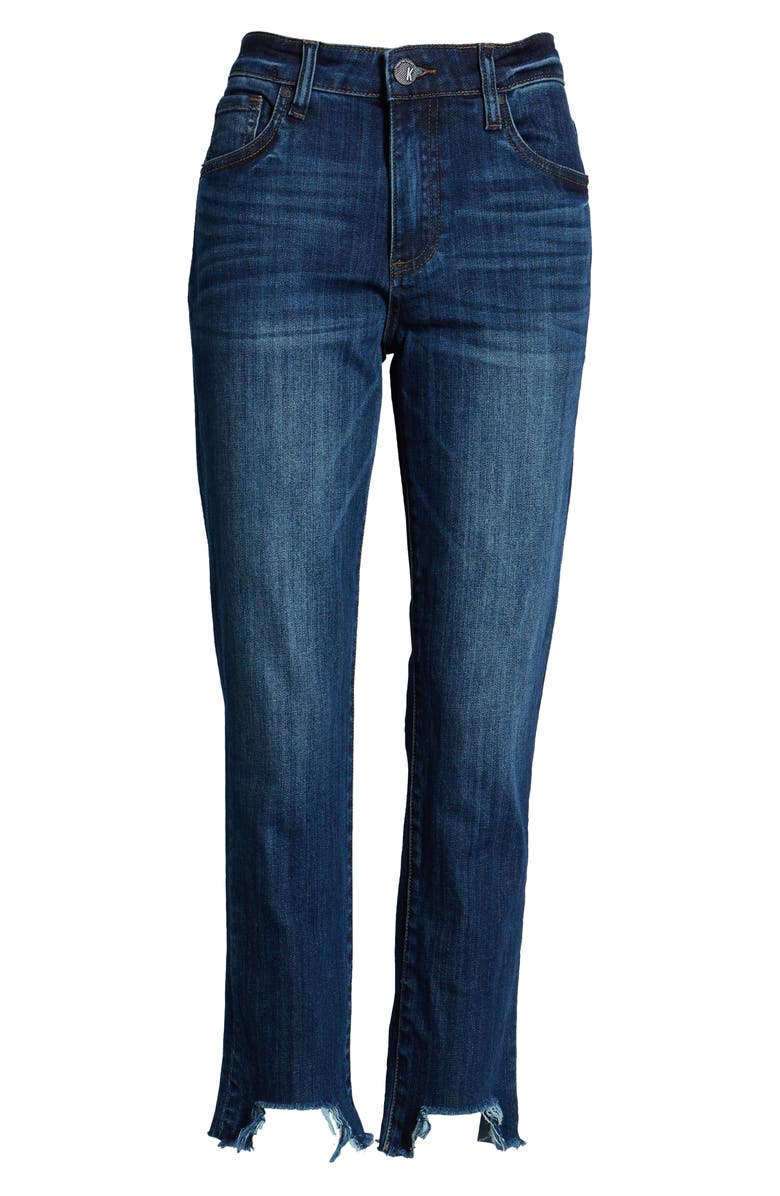 KUT from the Kloth Reese High Waist Frayed Step Hem Ankle Straight Leg Jeans, Alternate, color,