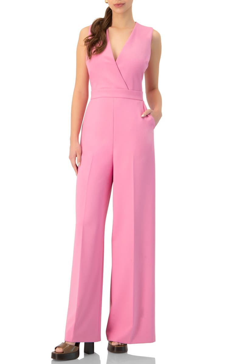 IVONNE V-Neck Sleeveless Wide-Leg Jumpsuit, Main, color, Pink