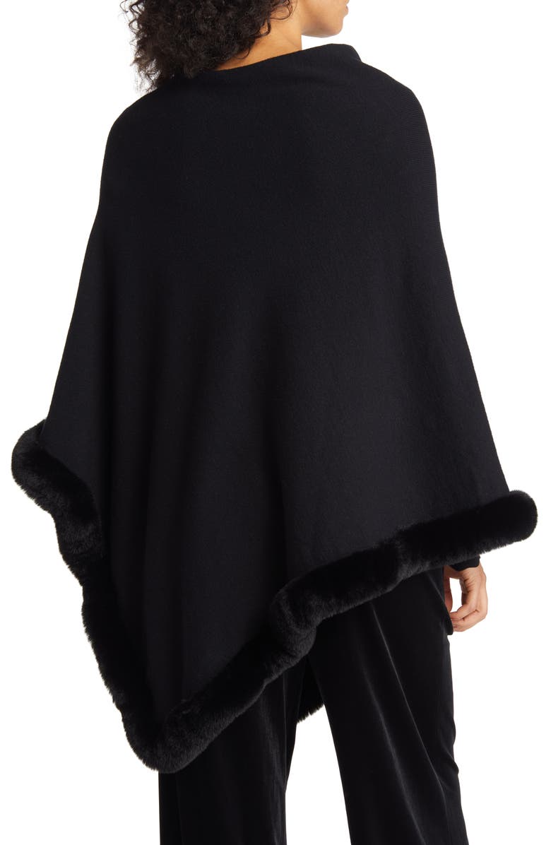 Ming Wang Heritage Fit Faux Fur Trim Poncho, Alternate, color, 