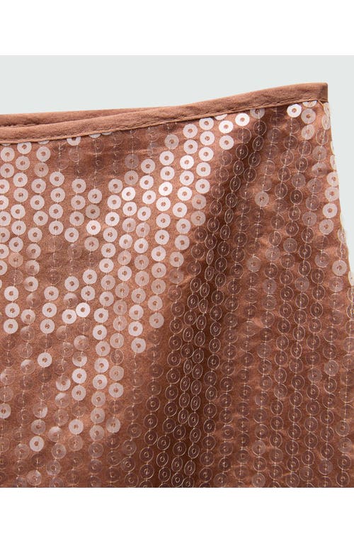 Mango Sequin Midi Skirt In Brown