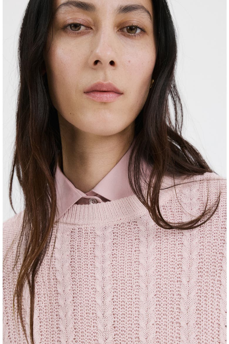 Lace Pattern Sweater, Alternate, color, LIGHT/ PASTEL PINK