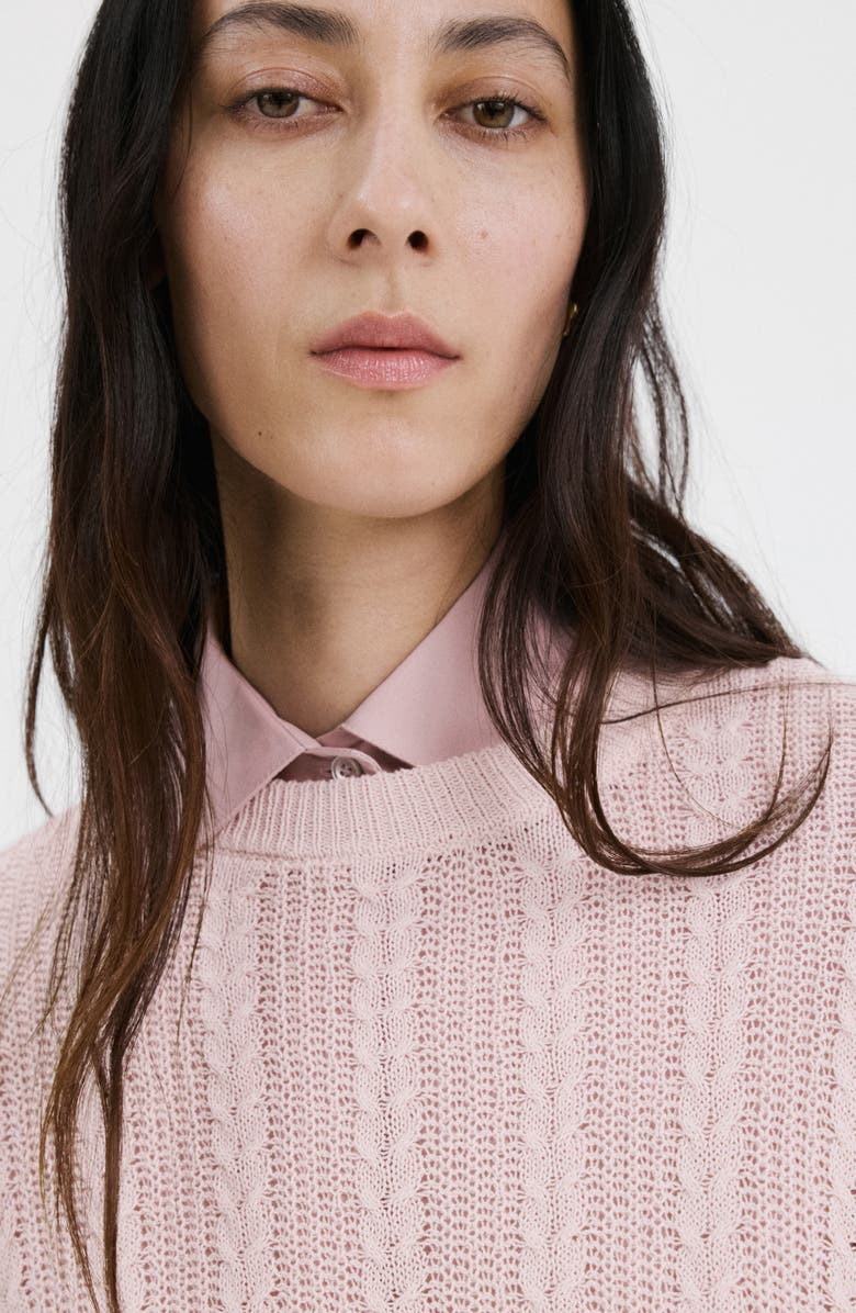 MANGO Lace Pattern Sweater, Alternate, color, Light/ Pastel Pink