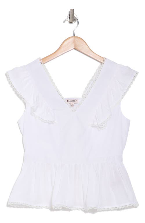 Nanette Lepore Lace Trim V-neck Peplum Top