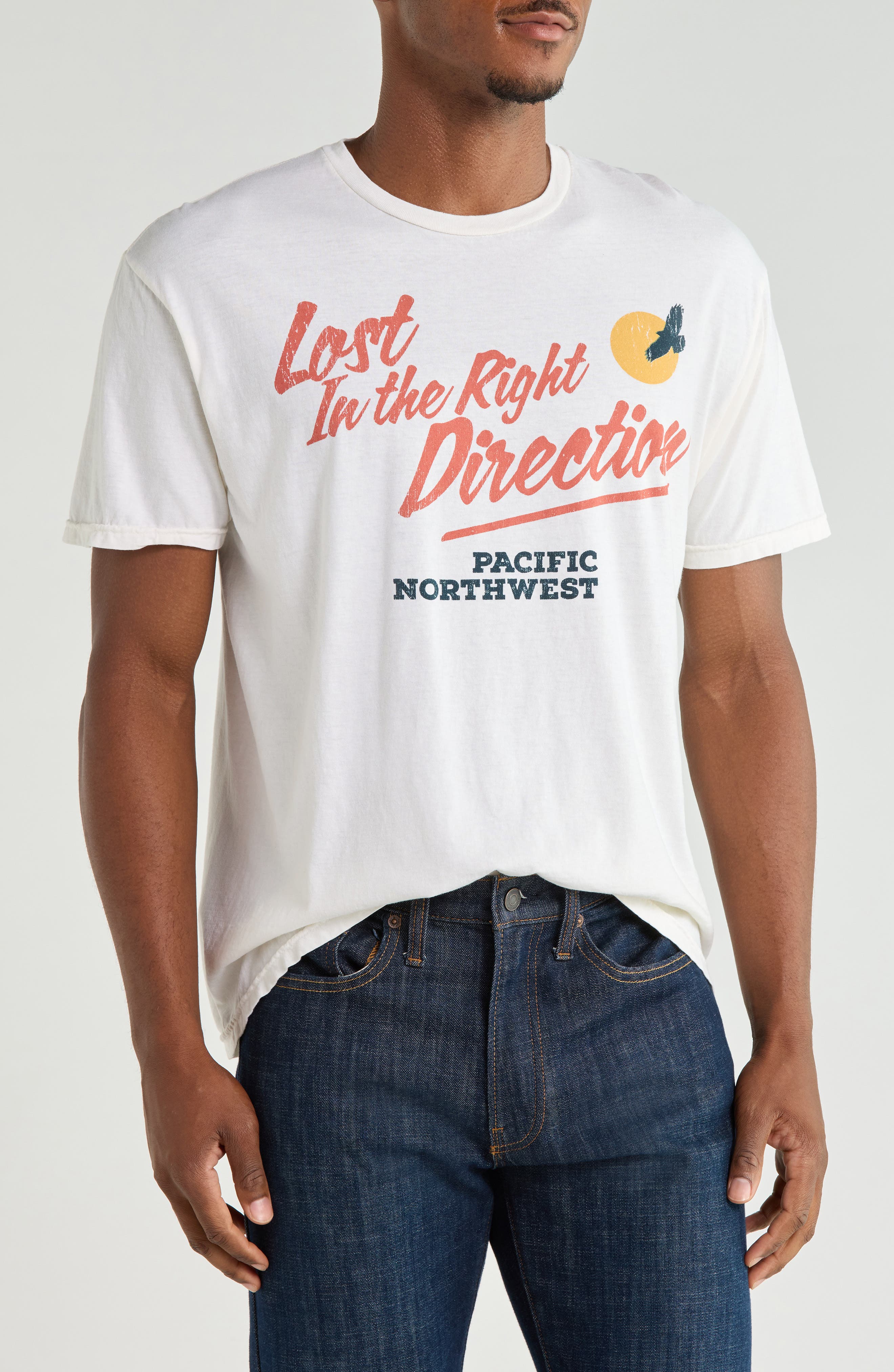 Lost in the Right Direction Cotton Graphic T-Shirt