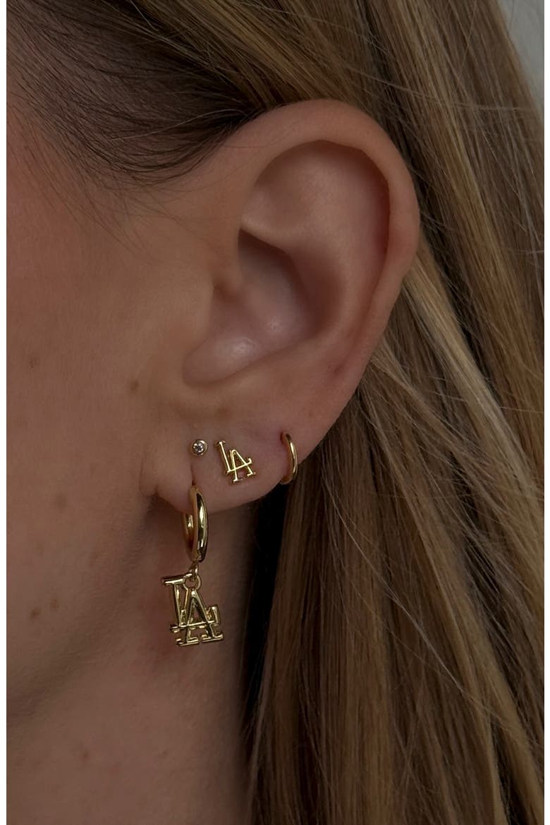 Los Angeles Dodgers Logo Stud Earrings, Alternate, color, GOLD