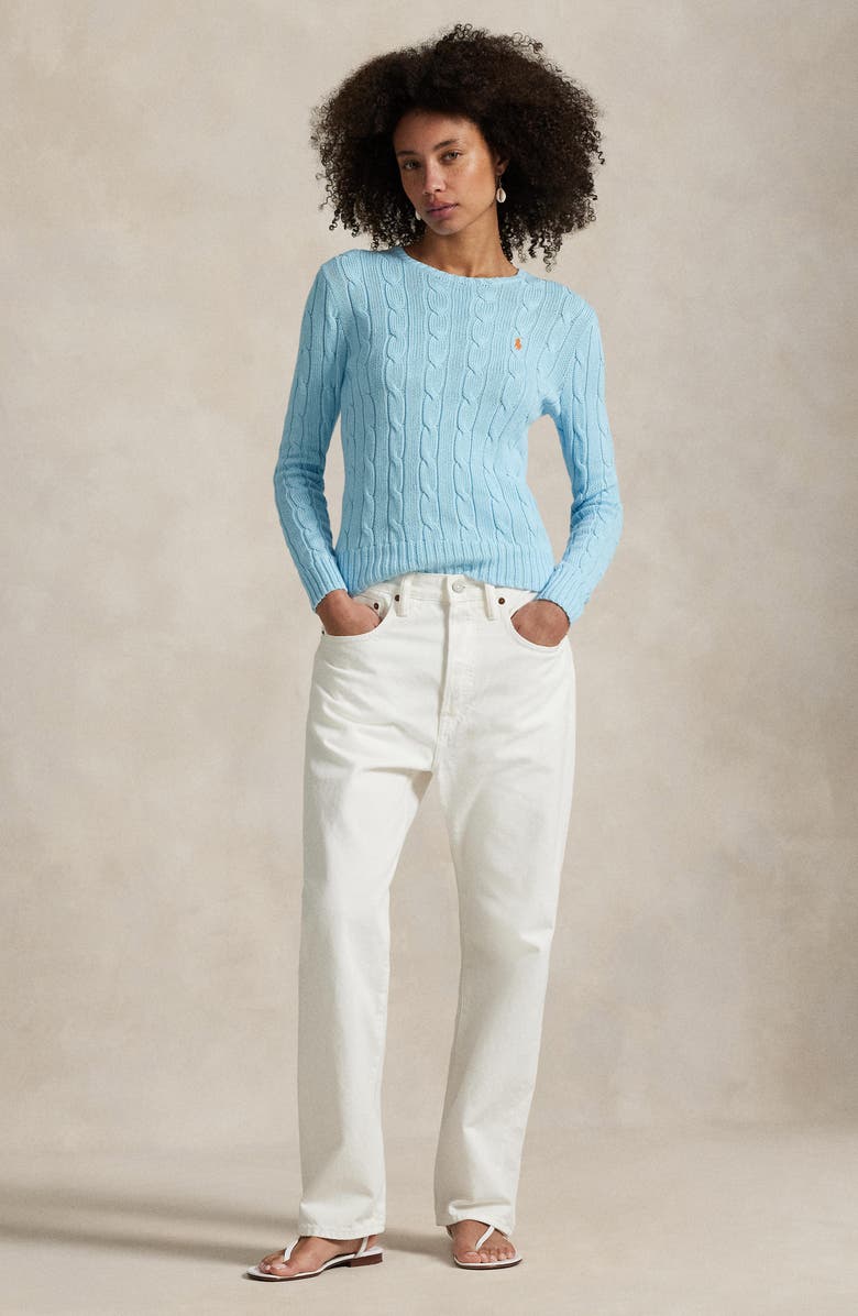 Polo Ralph Lauren Cable Stitch Cotton Crewneck Sweater, Alternate, color, 