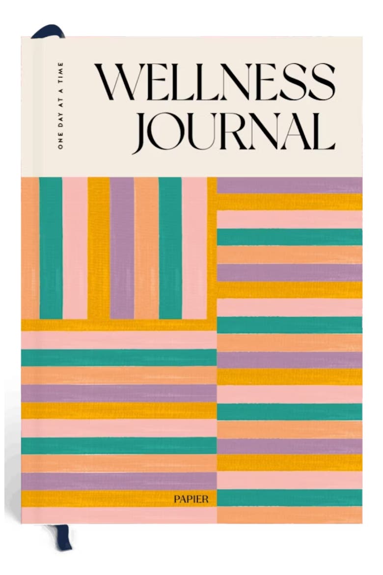 Happy Stripes Wellness Journal, Main, color, LIGHT/ PASTEL ORANGE