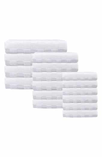 DePera Waffle Terry 16-Piece Turkish Cotton Bath Towel Set