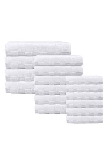 Depera Waffle Terry 16-piece Turkish Cotton Bath Towel Set In White