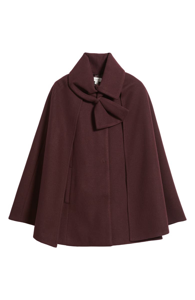 CeCe Bow Scarf Collar Cape, Main, color, Burgundy
