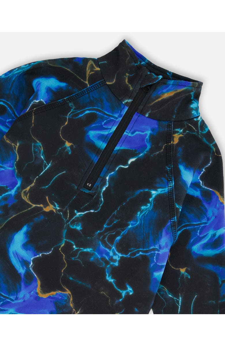 Deux par Deux Little Boy's Two Piece Thermal Underwear Set Black Printed Storm, Alternate, color, Printed Storm