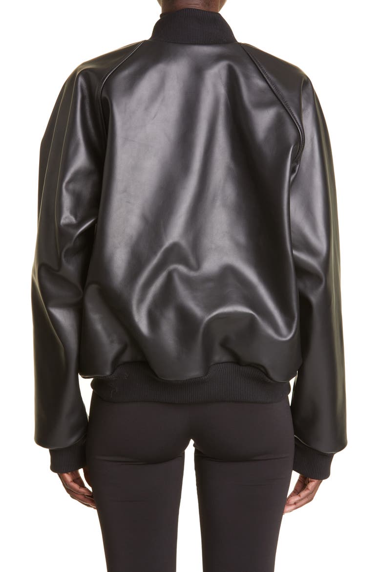Leather Varsity Jacket, Alternate, color, BLACK