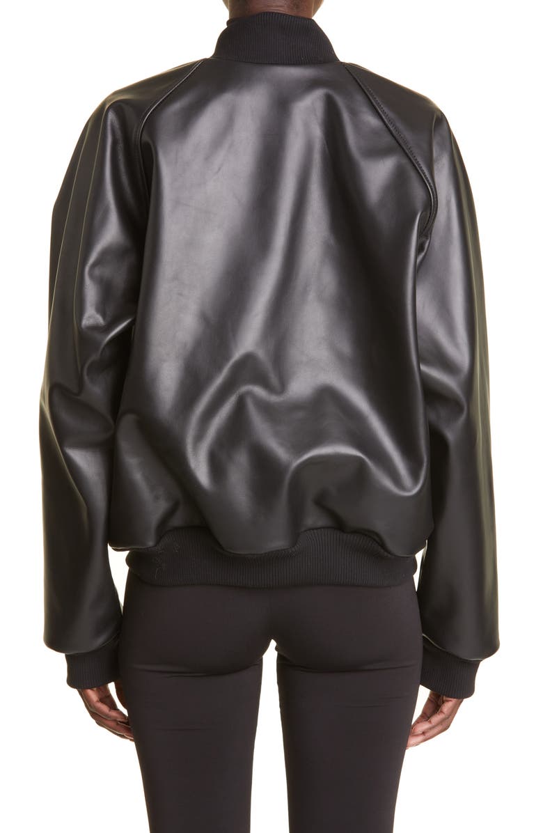 LaQuan Smith Leather Varsity Jacket, Alternate, color,