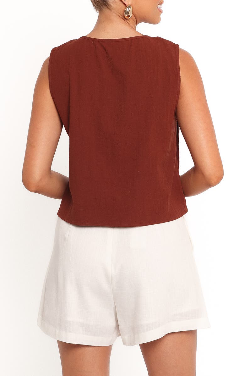 Petal & Pup Nika Pleated Tie Front Cotton Top, Alternate, color, Chocolate Brown