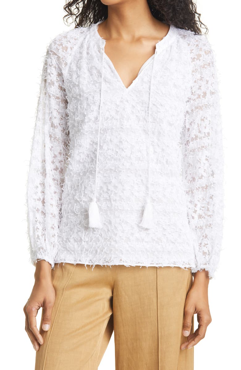 KOBI HALPERIN Textured Mesh Cotton Blend Blouse, Alternate, color, 