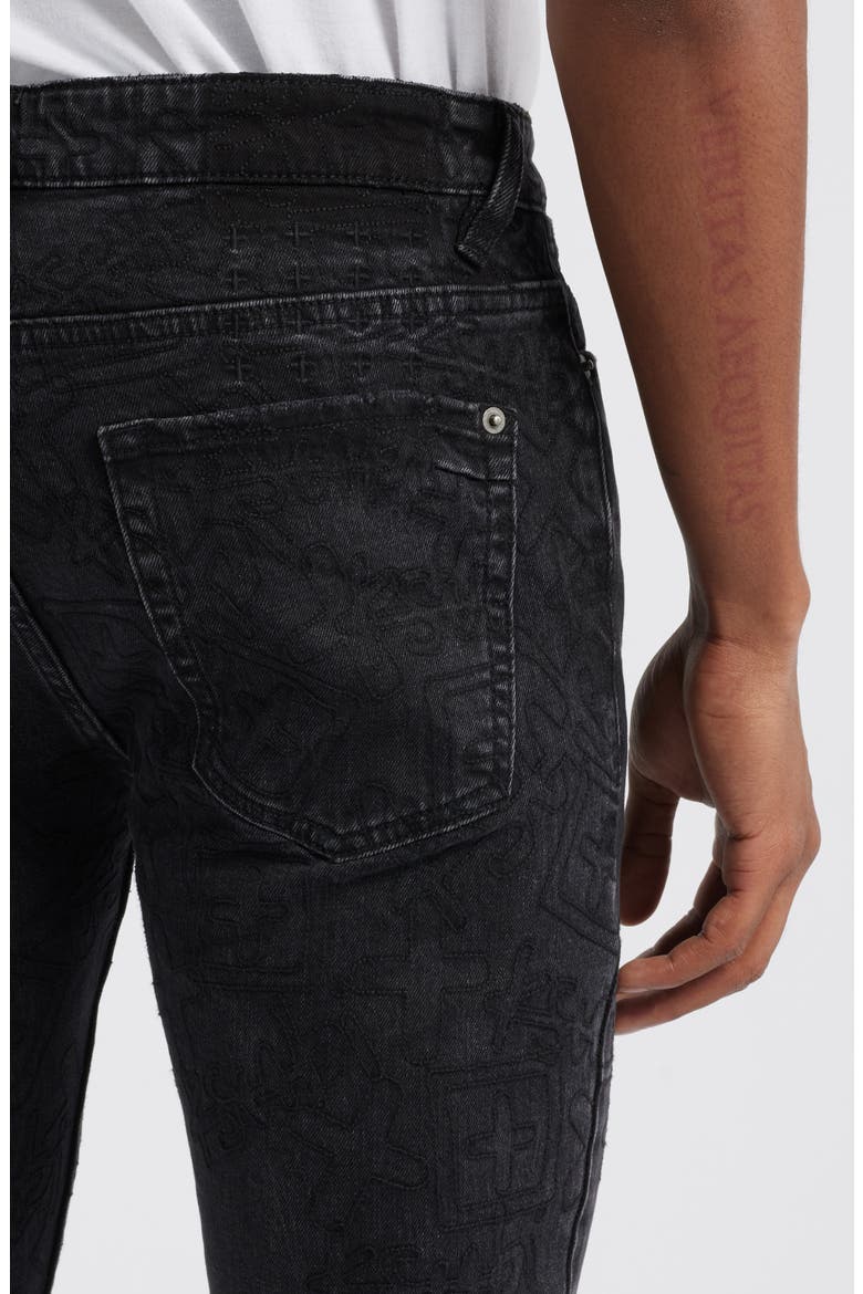 Van Winkle Stencil Skinny Jeans, Alternate, color, BLACK