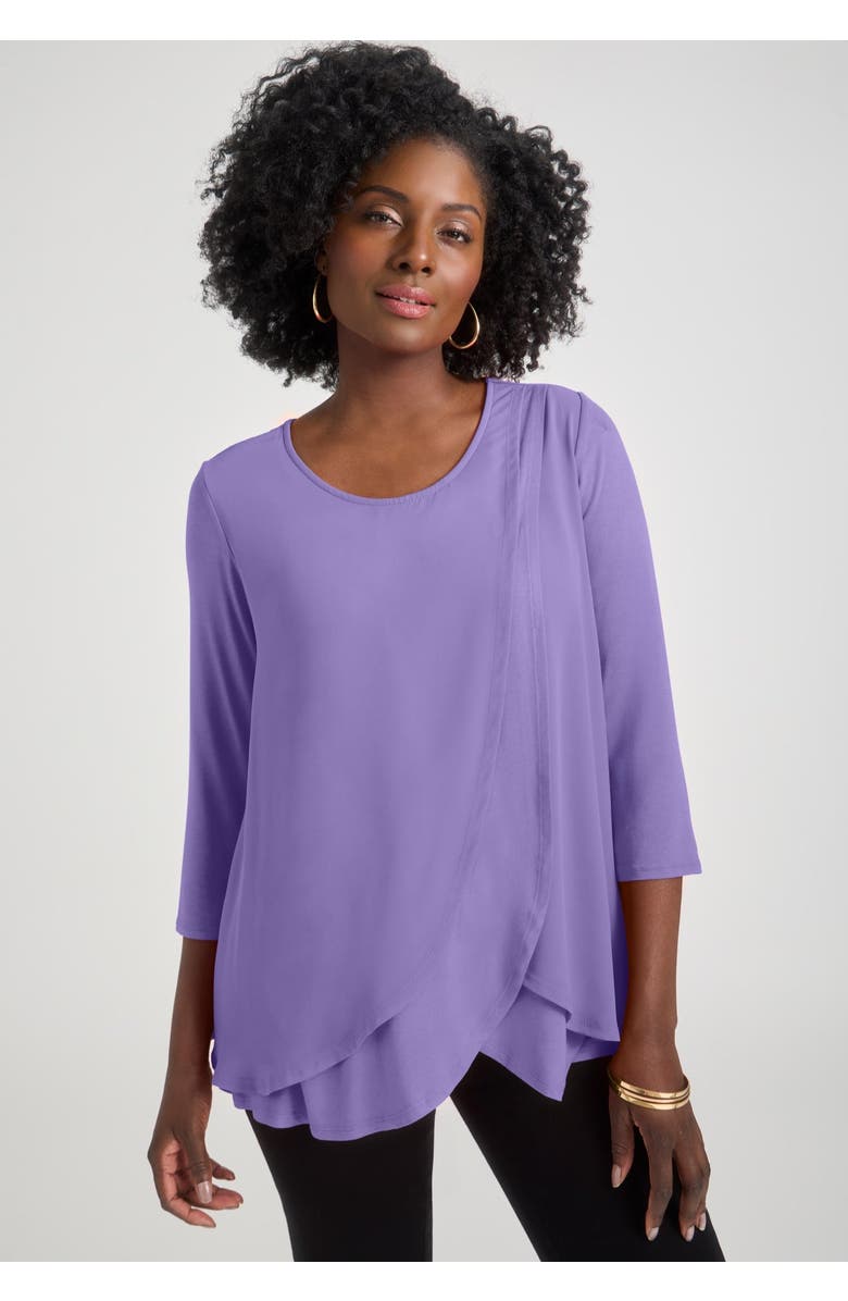 Jessica London Double-Layer High-Low Tunic, Alternate, color, Emerald Green