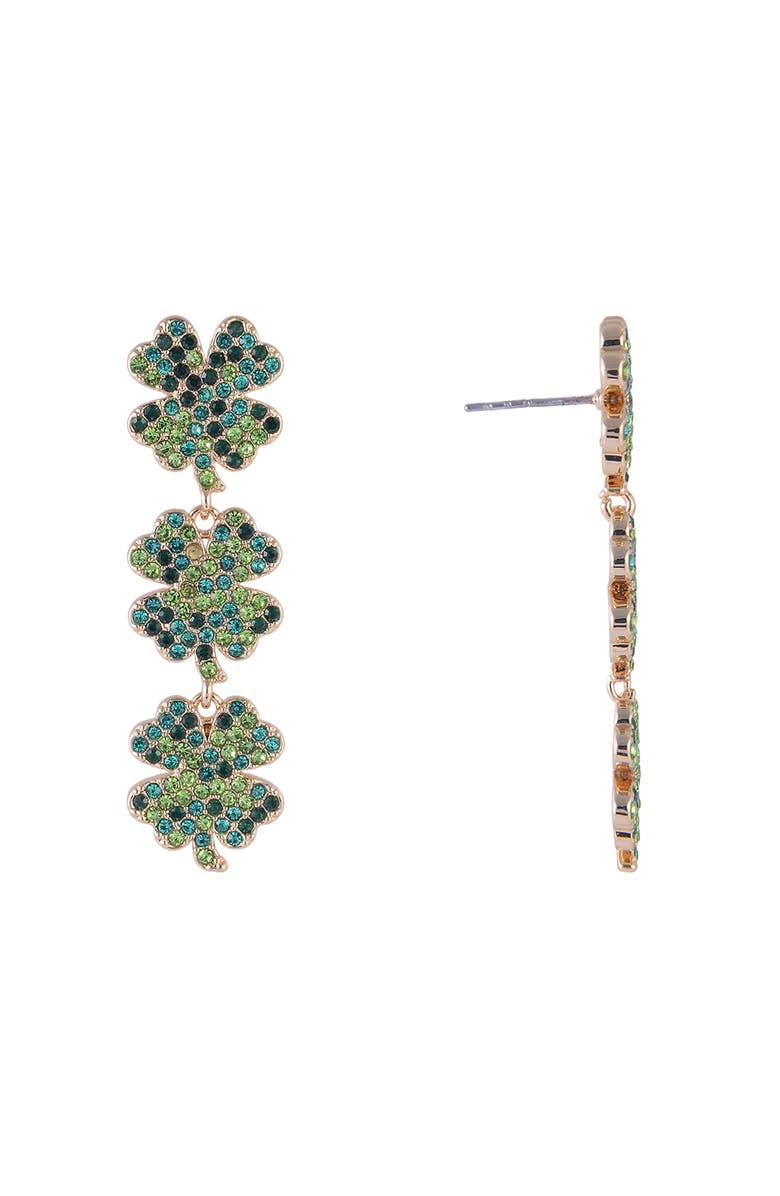 Hallmark Four Leaf Clover Linear Earrings, Alternate, color, Green