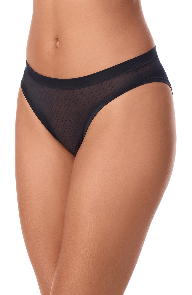 DKNY Dot Mesh Bikini, Main, color, Black