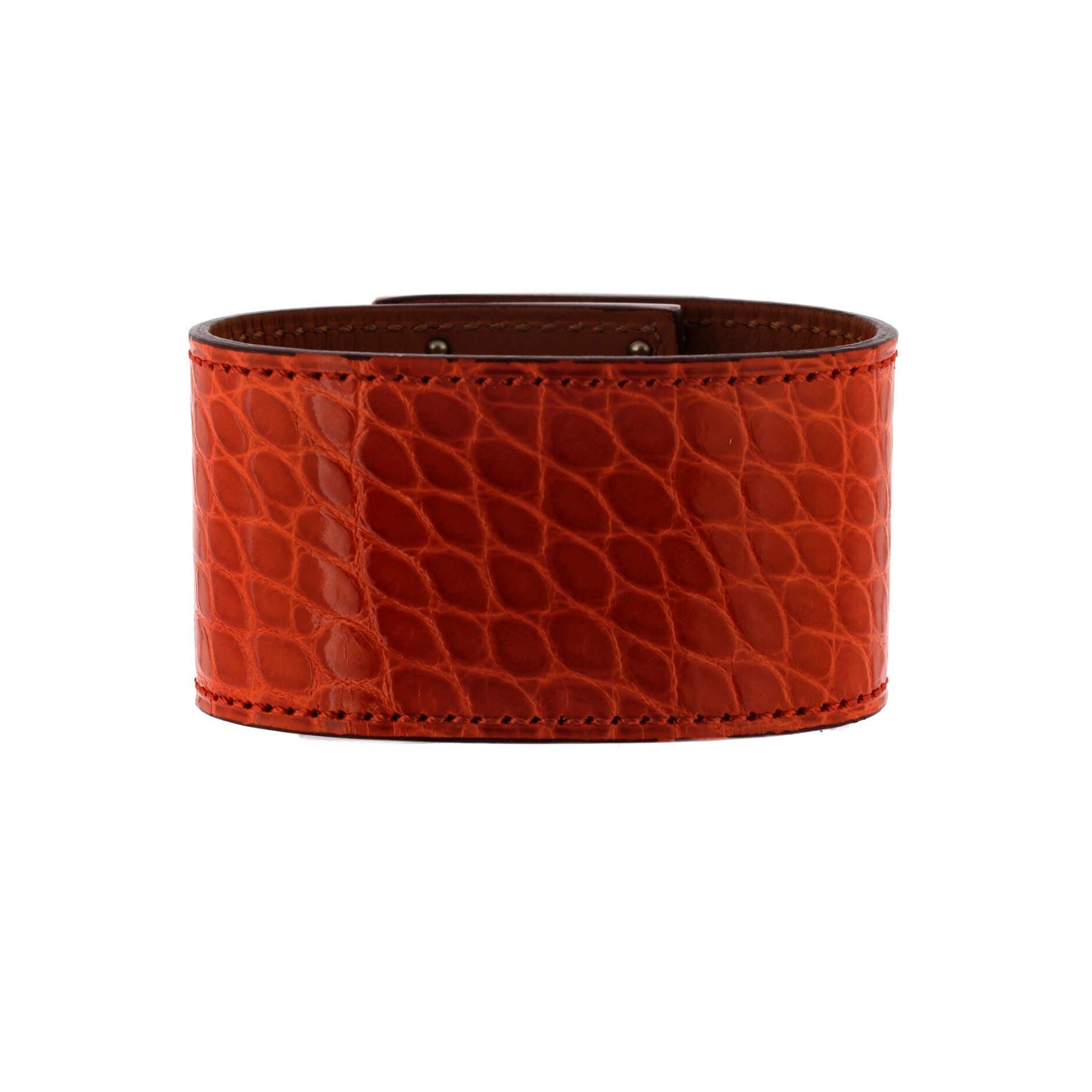 Pre-Owned Hermes Kelly Dog Bracelet Alligator, Alternate, color, Orange