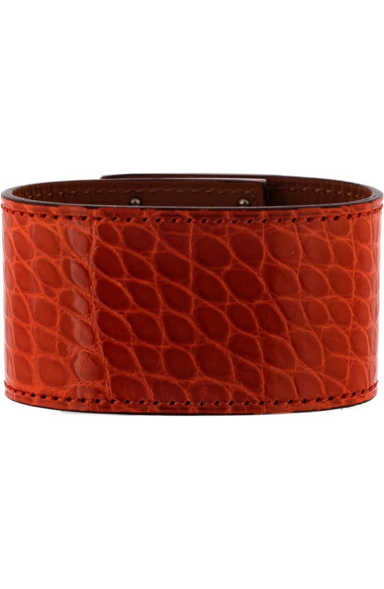 Pre-Owned Hermes Kelly Dog Bracelet Alligator, Alternate, color, Orange