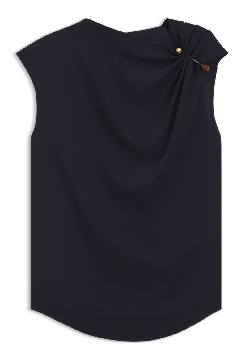 Bannea Pin Detail Crepe Top, Alternate, color, SKY CAPTAIN