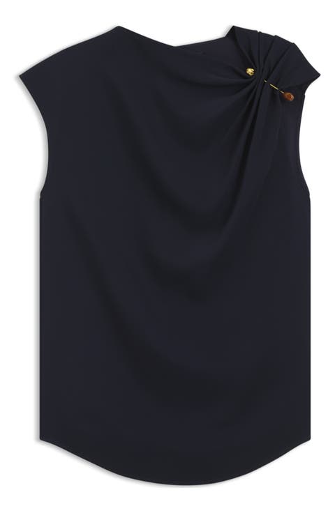 Bannea Pin Detail Crepe Top