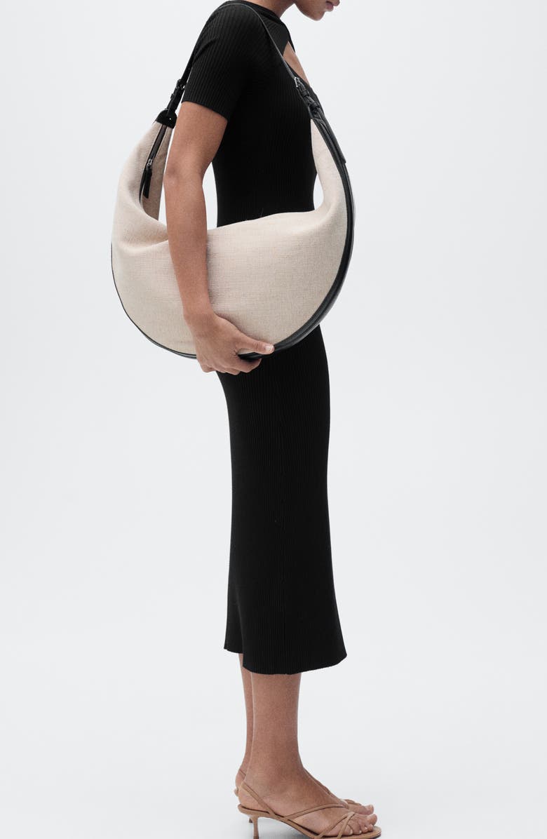 MANGO Keyhole Rib Midi Dress, Alternate, color, 