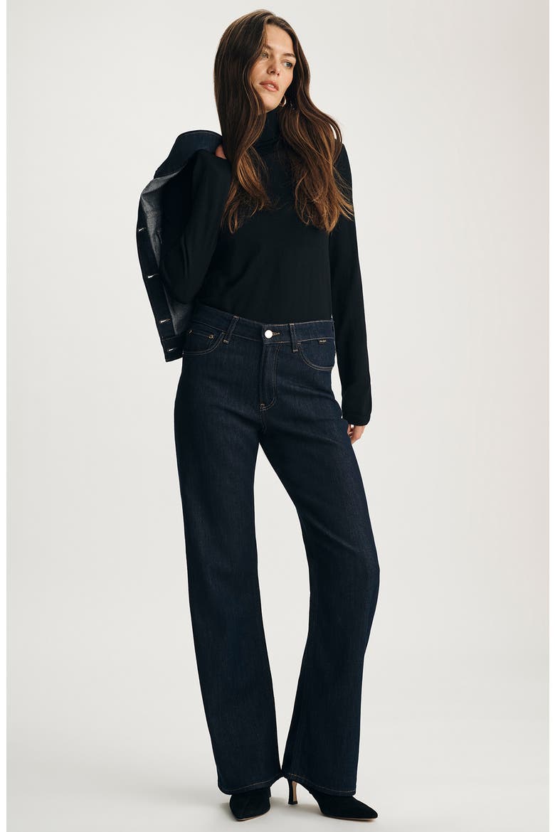Taylor High Waist Wide Leg Jeans, Alternate, color, DARK BLUE SHINY GOLD PREMIUM