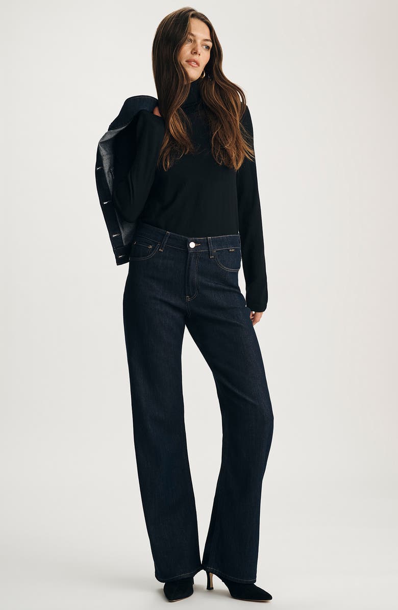 Mavi Jeans Taylor High Waist Wide Leg Jeans, Alternate, color, Dark Blue Shiny Gold Premium