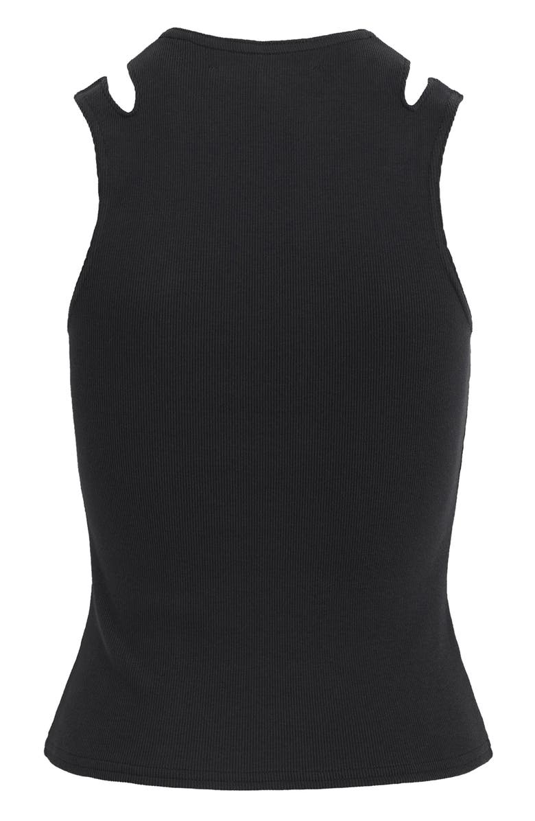 Hudson Jeans Cutout High Neck Tank, Alternate, color, Black